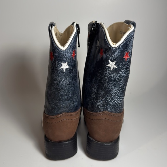 Old West Kids Boots in Brown and Blue - Picture 4 of 8